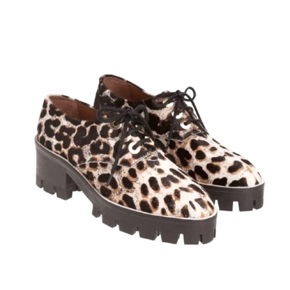 Sandro Alec platform leopard lace up shoes